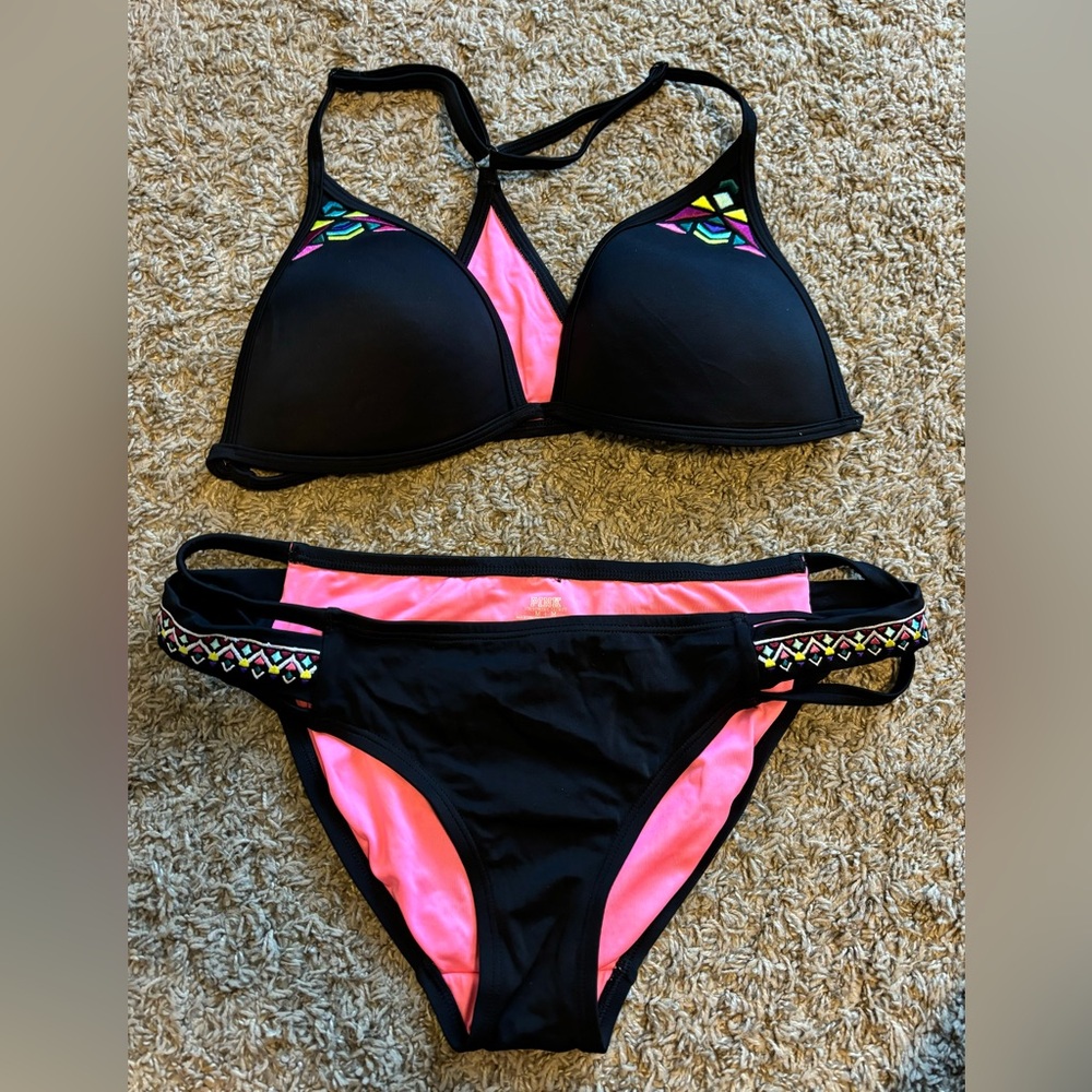 PINK Victorias Secret Black Bikini Size Medium